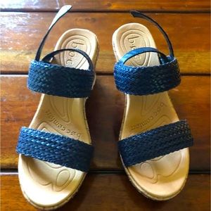 Size 6 navy BOC by Born strap wedge sandals brand new
